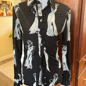 Vintage Betsey Johnson RARE Glamour Girls print top